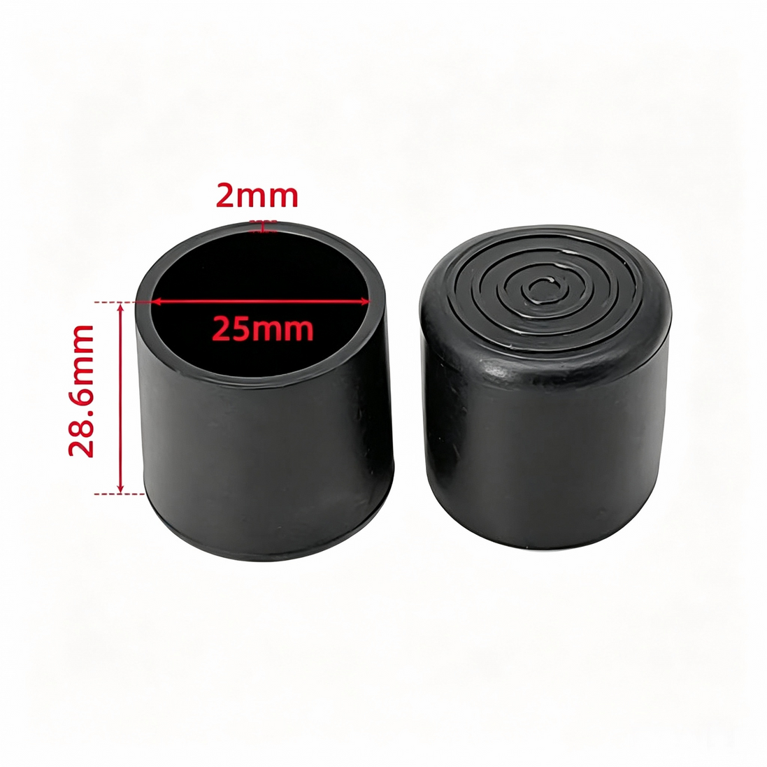 Black Domed Silicone Chair Leg Caps