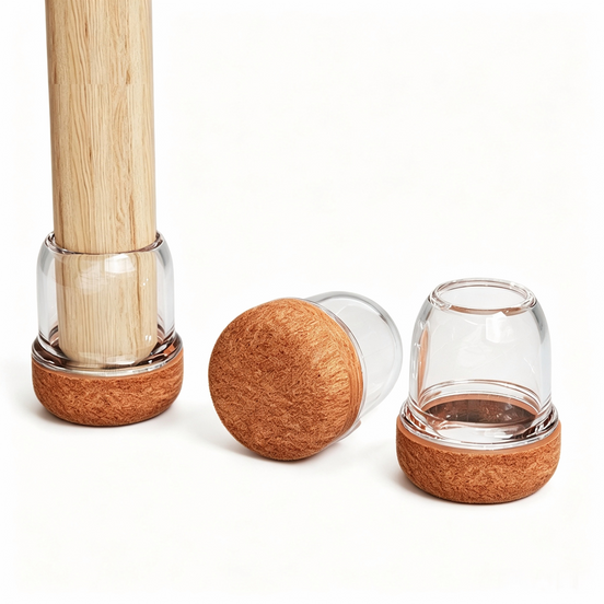 Transparent Silicone Chair Leg Protectors with Felt – Round Legs