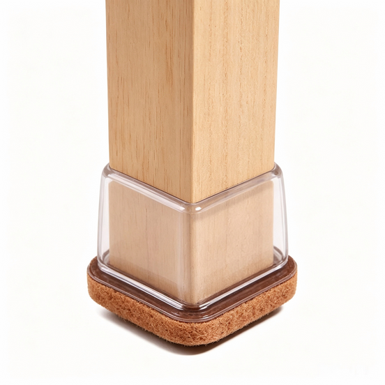 Transparent Silicone Chair Leg Protectors with Felt – Square Legs