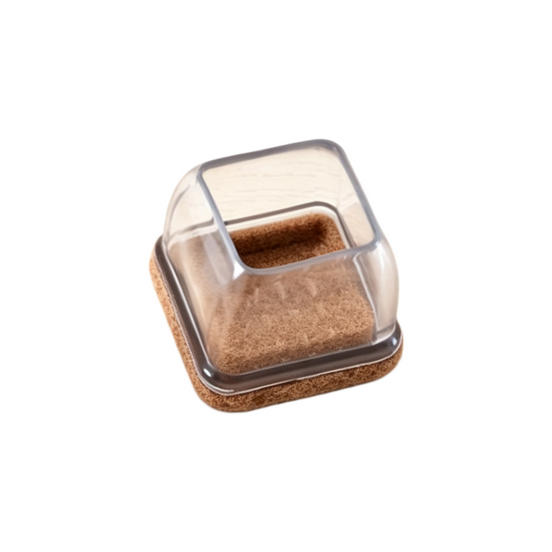 Transparent Silicone Chair Leg Protectors with Felt – Square Legs