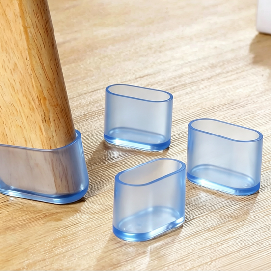 Clear Silicone Furniture Leg Protectors – Oval Legs