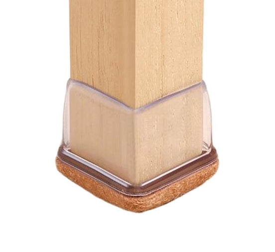 Transparent Silicone Chair Leg Protectors with Felt – Square Legs