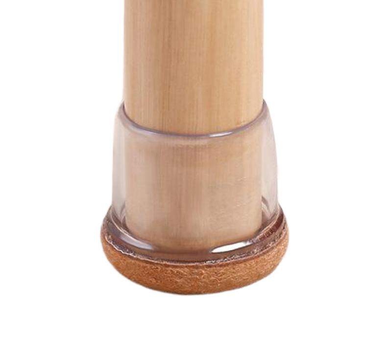 Transparent Silicone Chair Leg Protectors with Felt – Round Legs