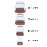Transparent Silicone Chair Leg Protectors with Felt – Square Legs