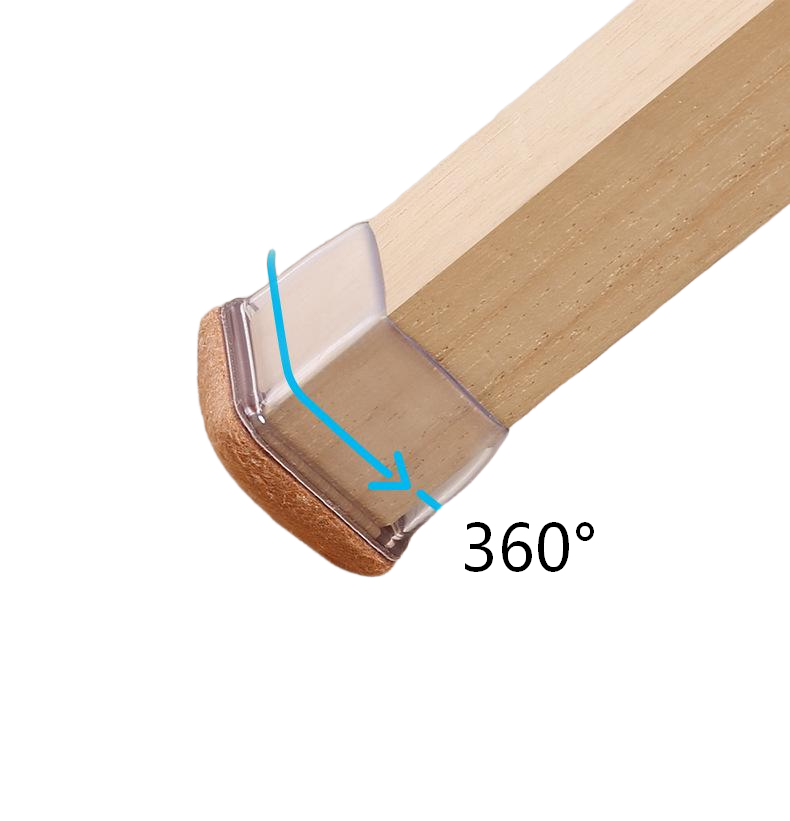 Transparent Silicone Chair Leg Protectors with Felt – Square Legs