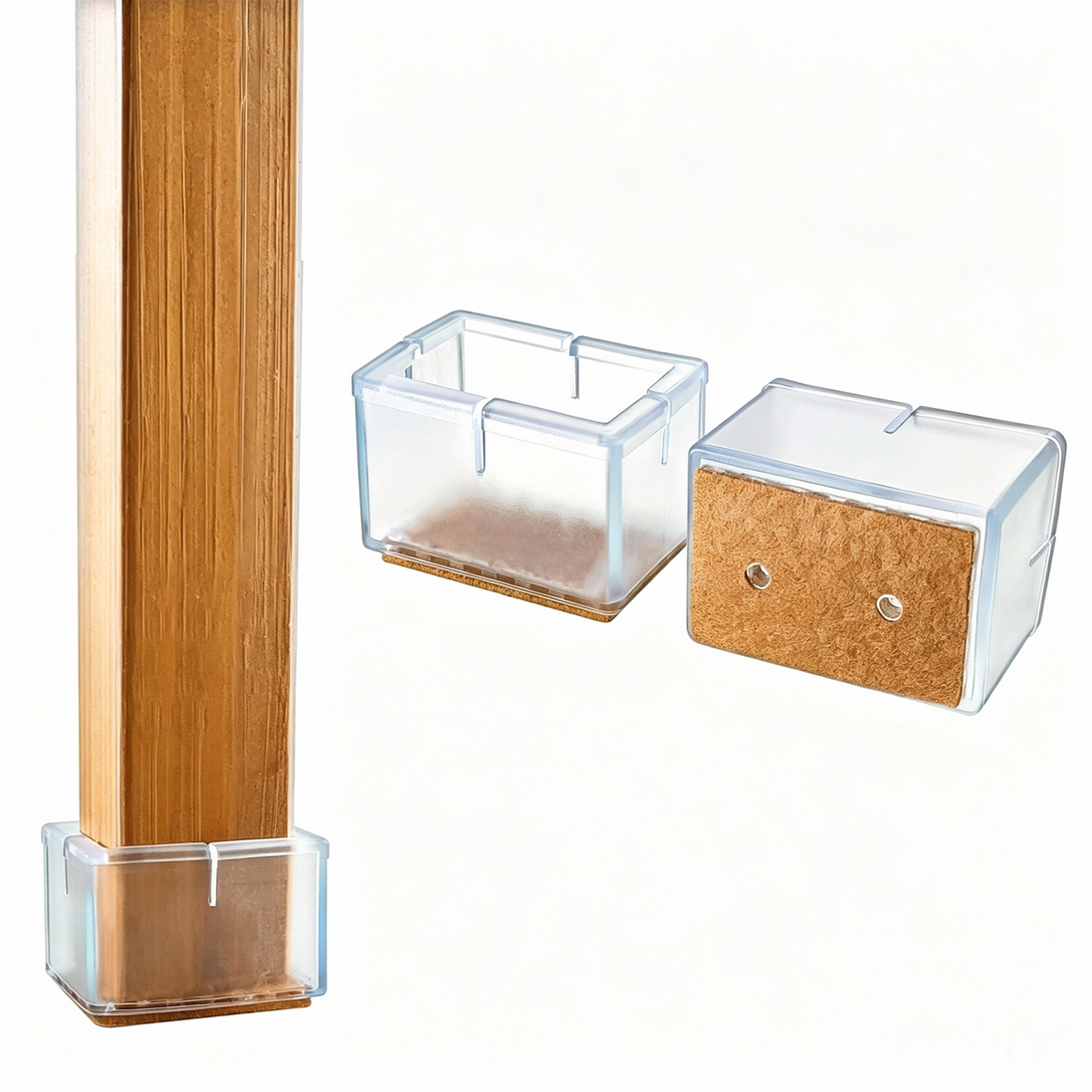 Silicone Chair Leg Protectors with Felt – Rectangular Legs