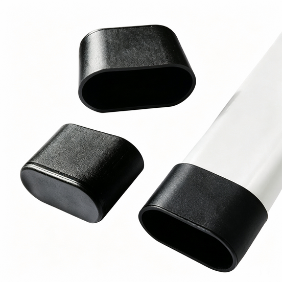 Black Silicone Chair Leg Caps – Oval Legs